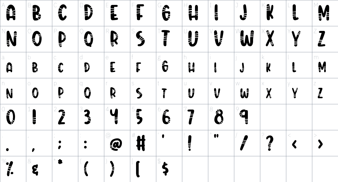 Mister Rocky font Character Map