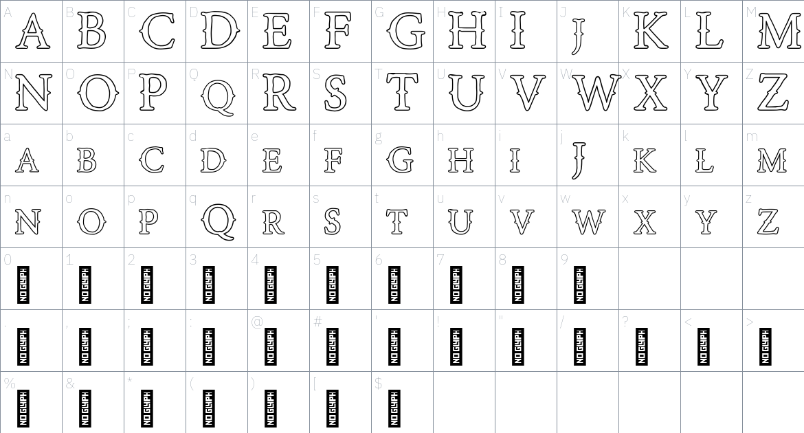 Road Race Extra font Character Map