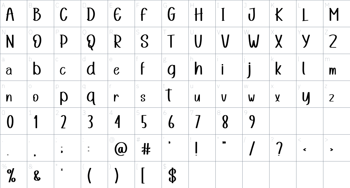 Connexion font Character Map