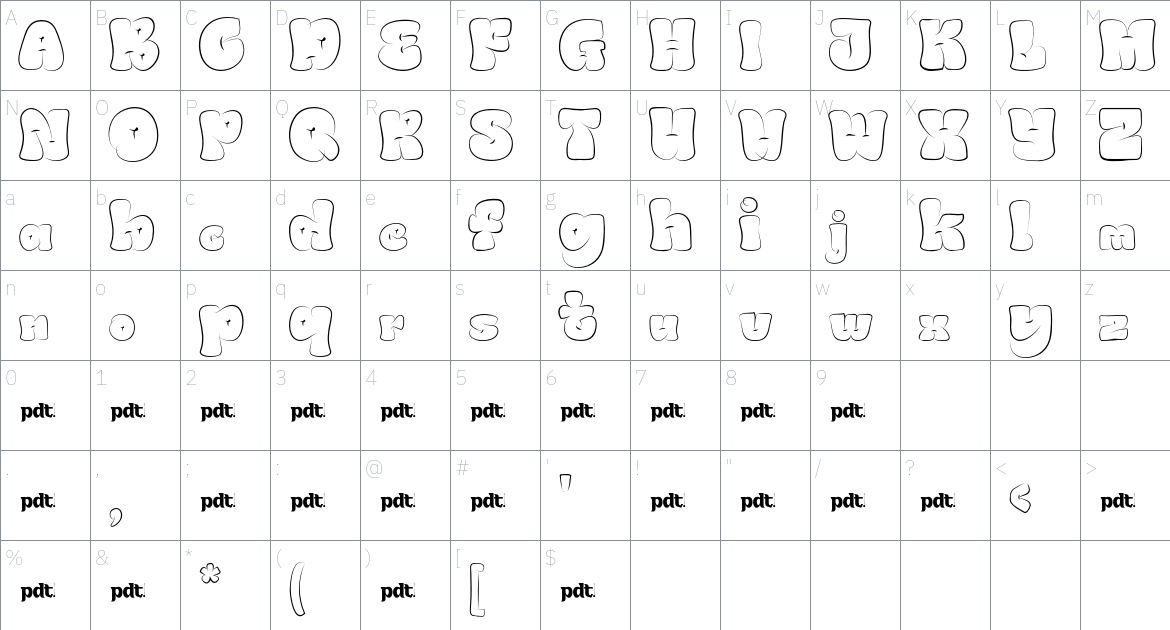 BRONG GEDUNYtrial font Character Map