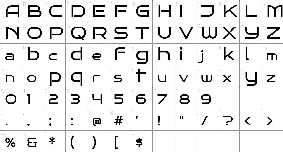 Bruno Ace font Character Map