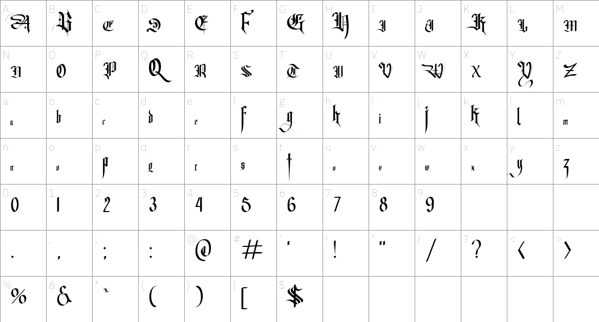 Tisk Font font Character Map