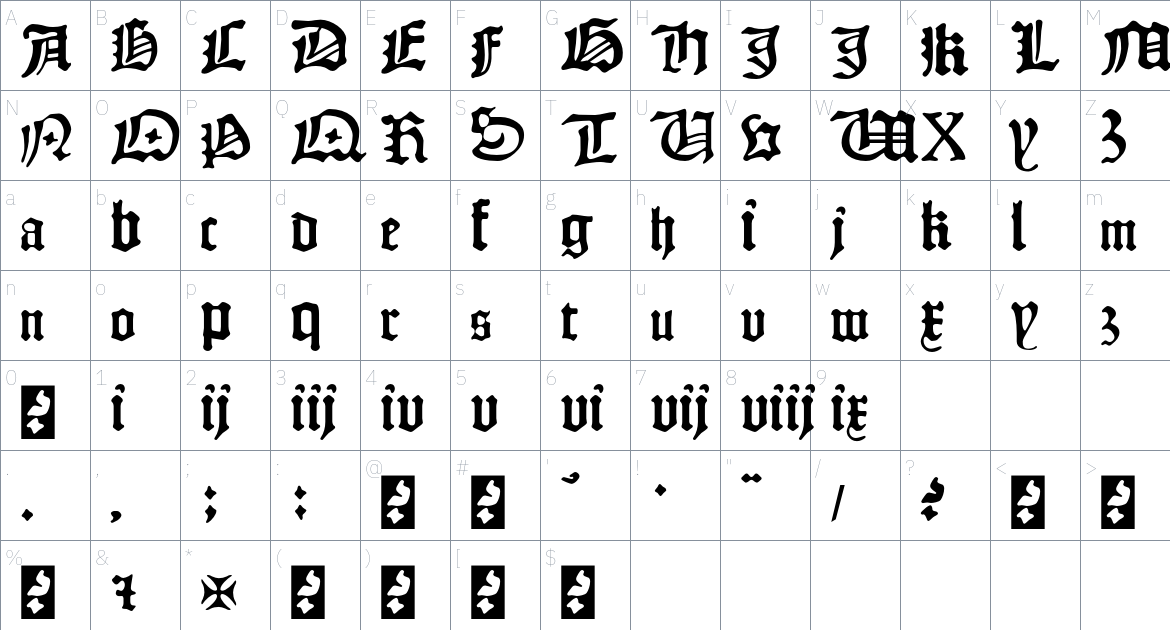 Missaali Font font Character Map