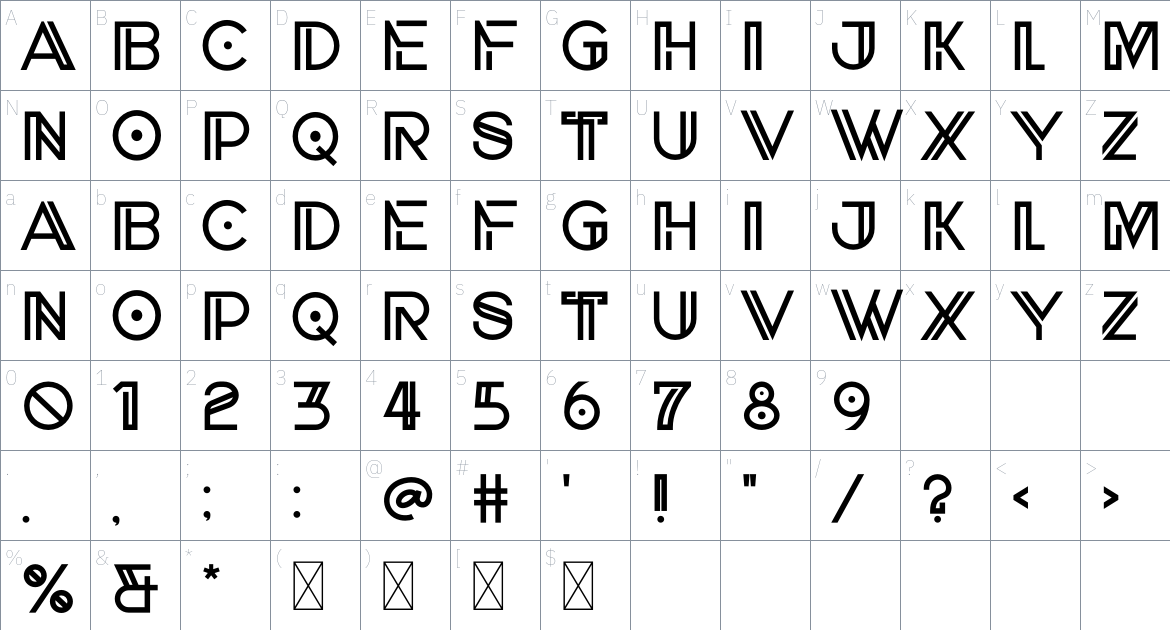 Asphaltica font Character Map