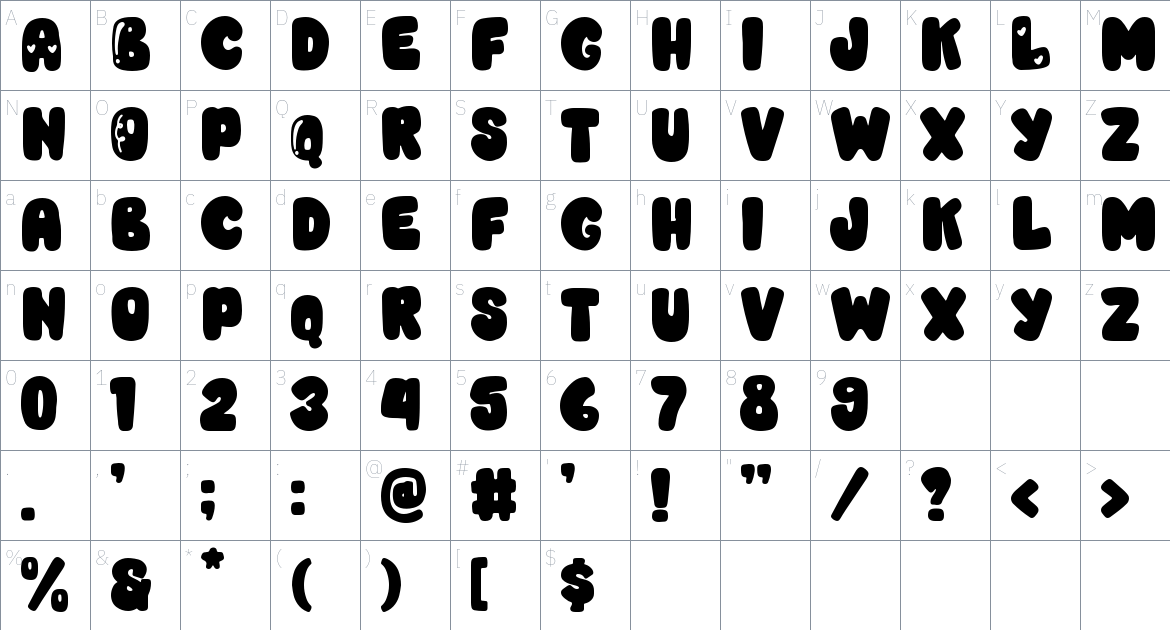 Squad font Character Map