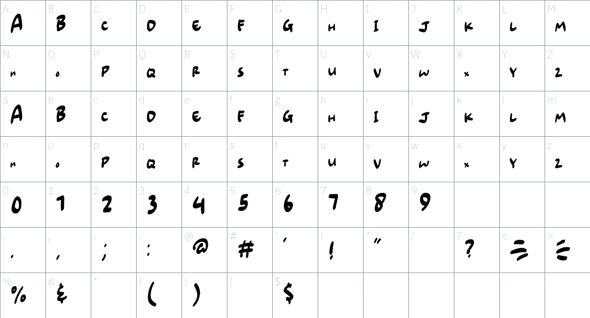 Amazing Swash font Character Map