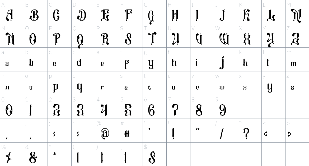 Patamo font Character Map