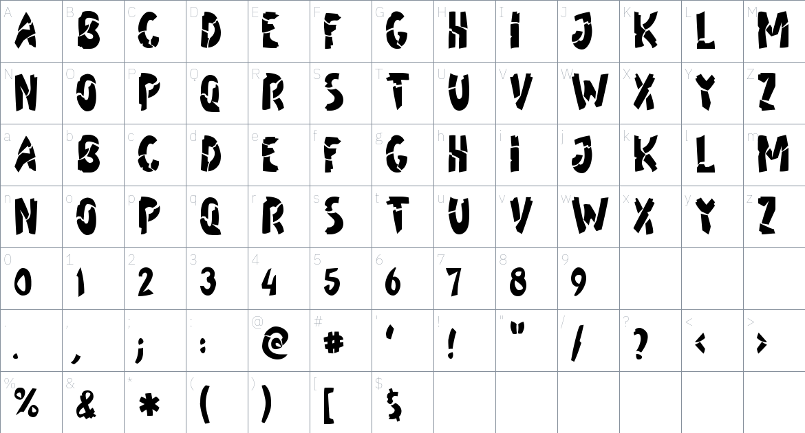 JDK Gratsch of Apana Font font Character Map