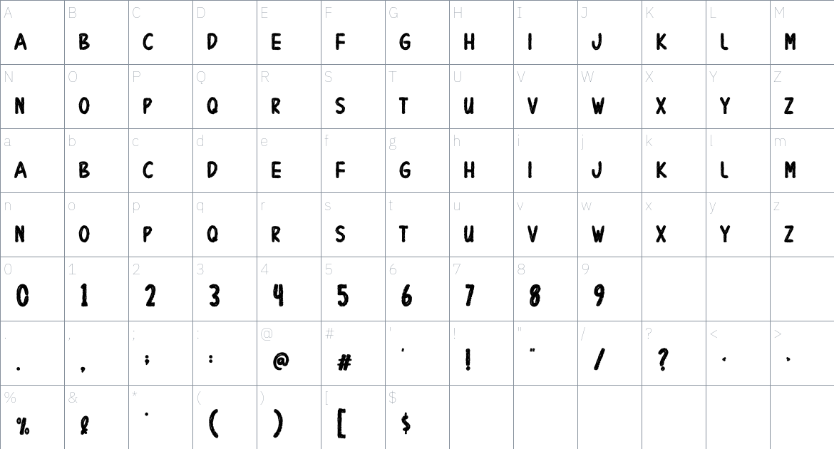 Death Fire font Character Map