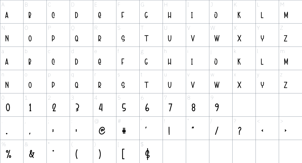 Gathering Point font Character Map