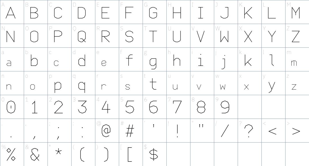 Barecast Font font Character Map