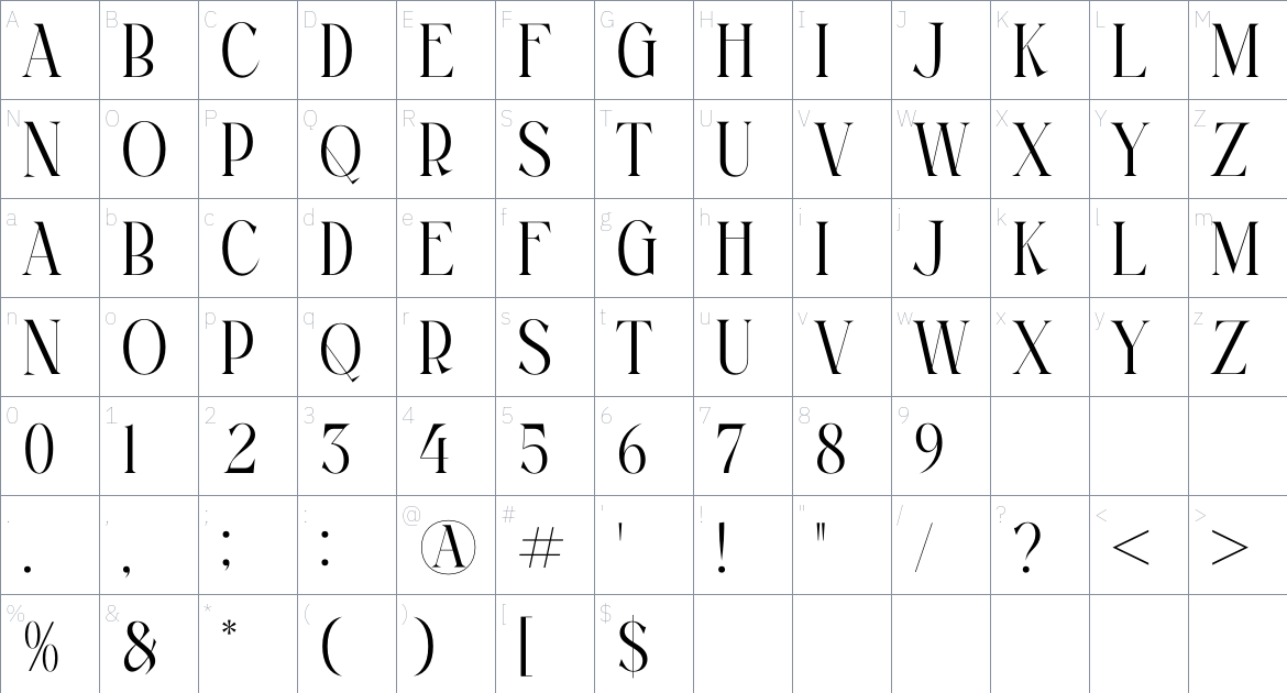 Magfire Hyena font Character Map