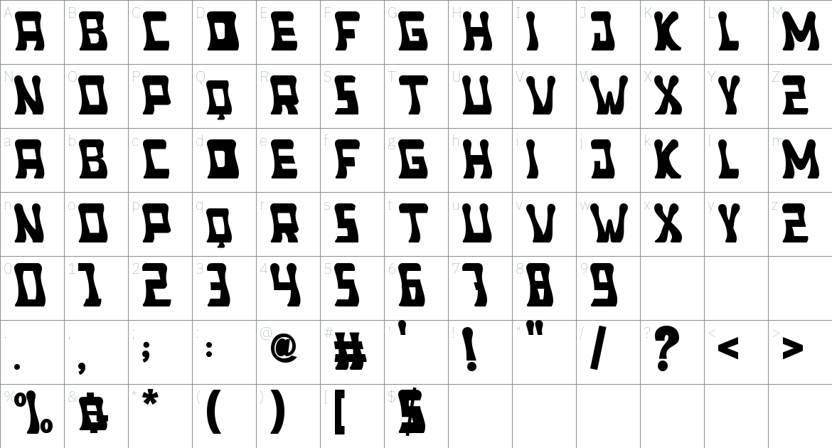 Variant font Character Map