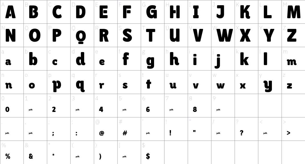 Rekusen font Character Map