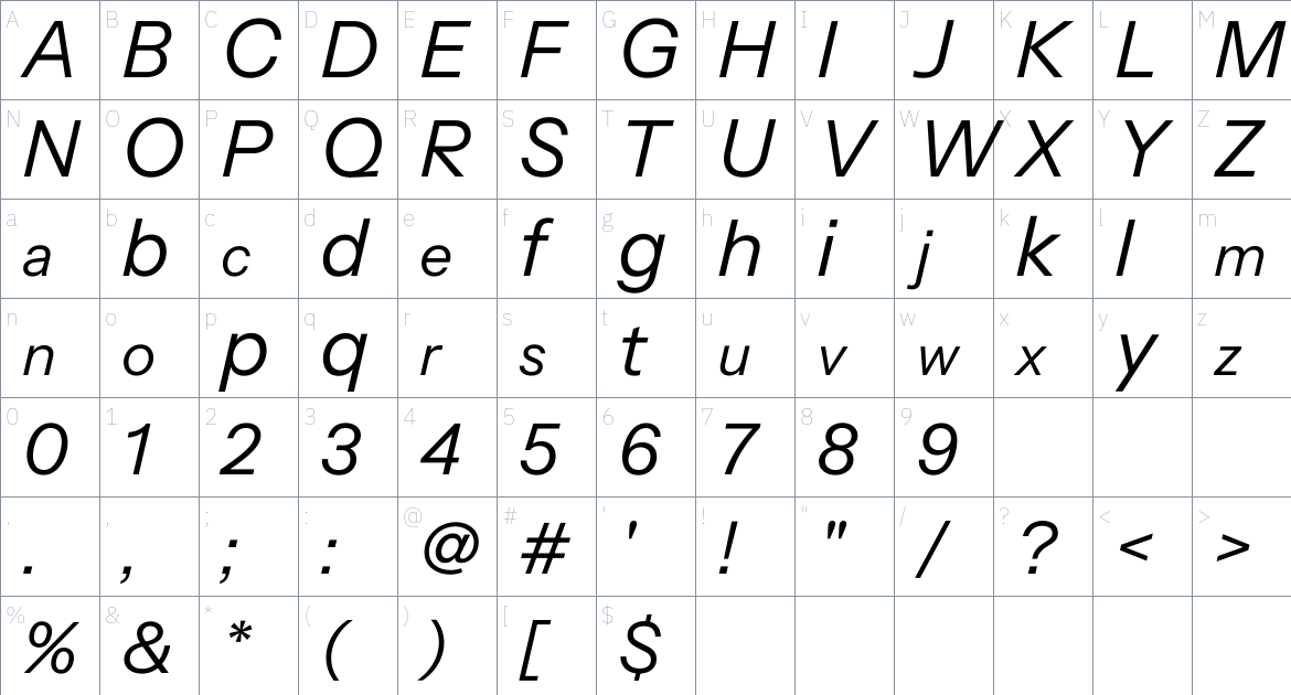 Instrument Sans font Character Map