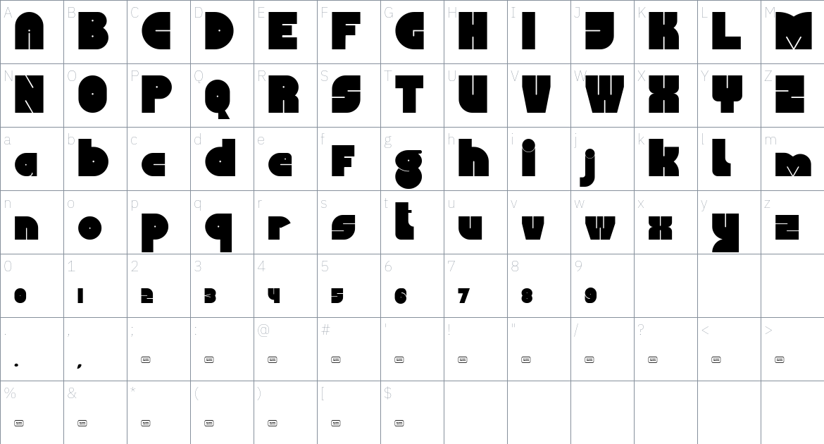 Debeatrix Font font Character Map