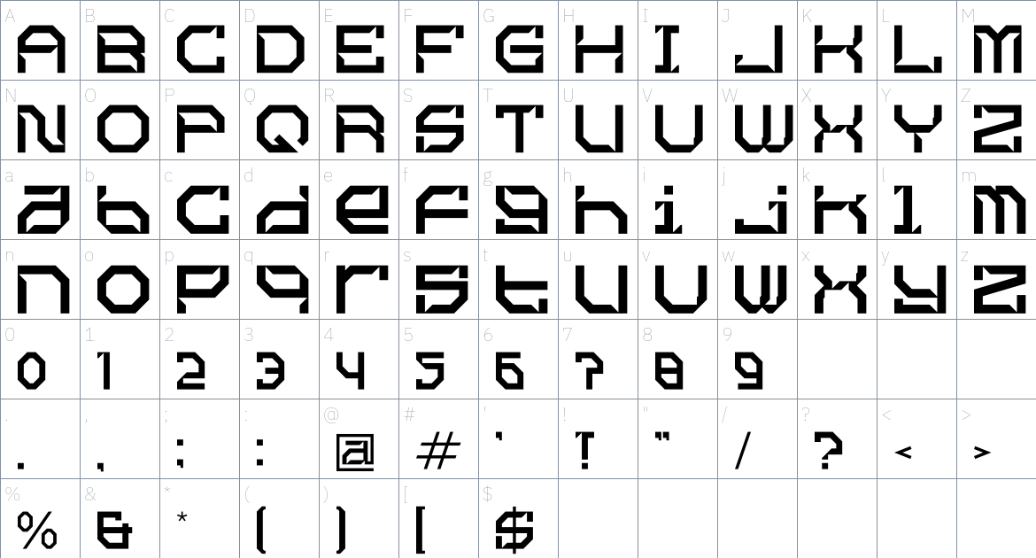 Skomelr Quantum font Character Map