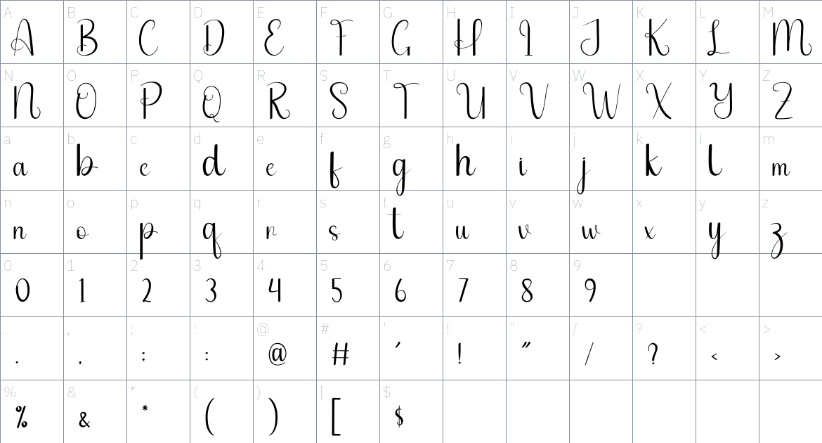 Christmas Ebony font Character Map