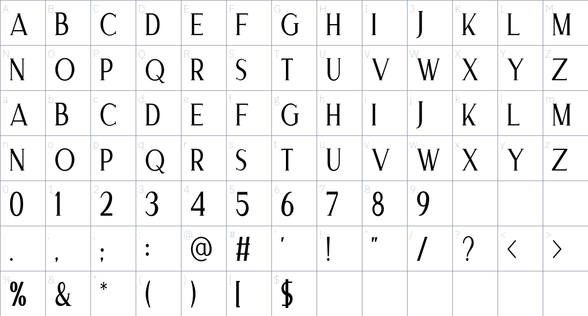 Merova Font font Character Map