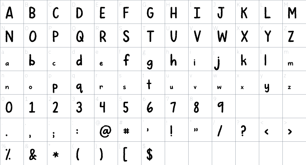 KG Lose Control font Character Map