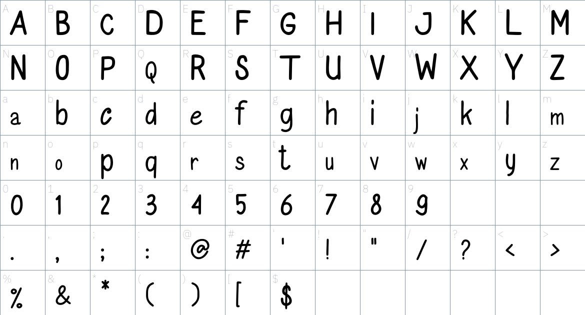 Maxcreationz font Character Map