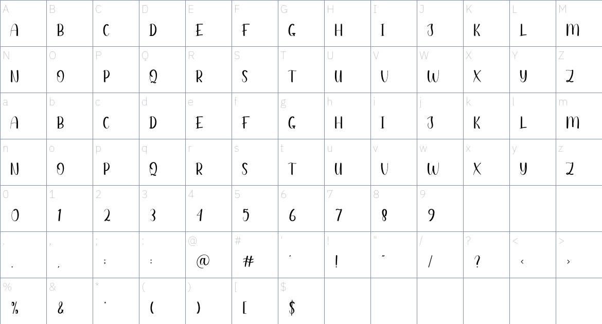 Cooking Time font Character Map