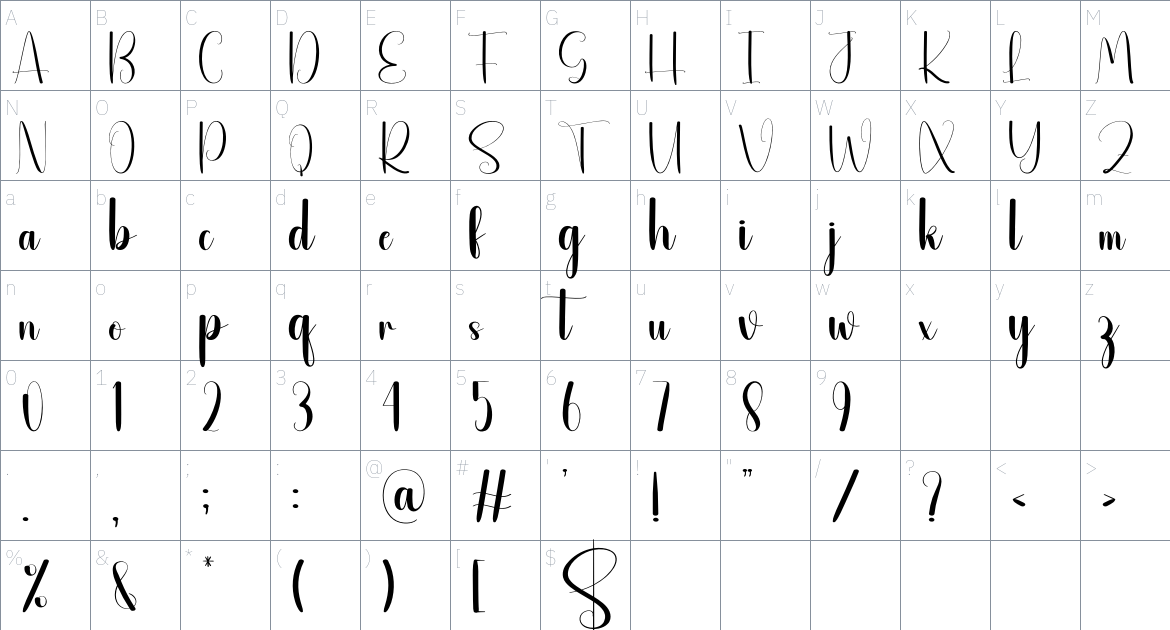 Interrogation font Character Map