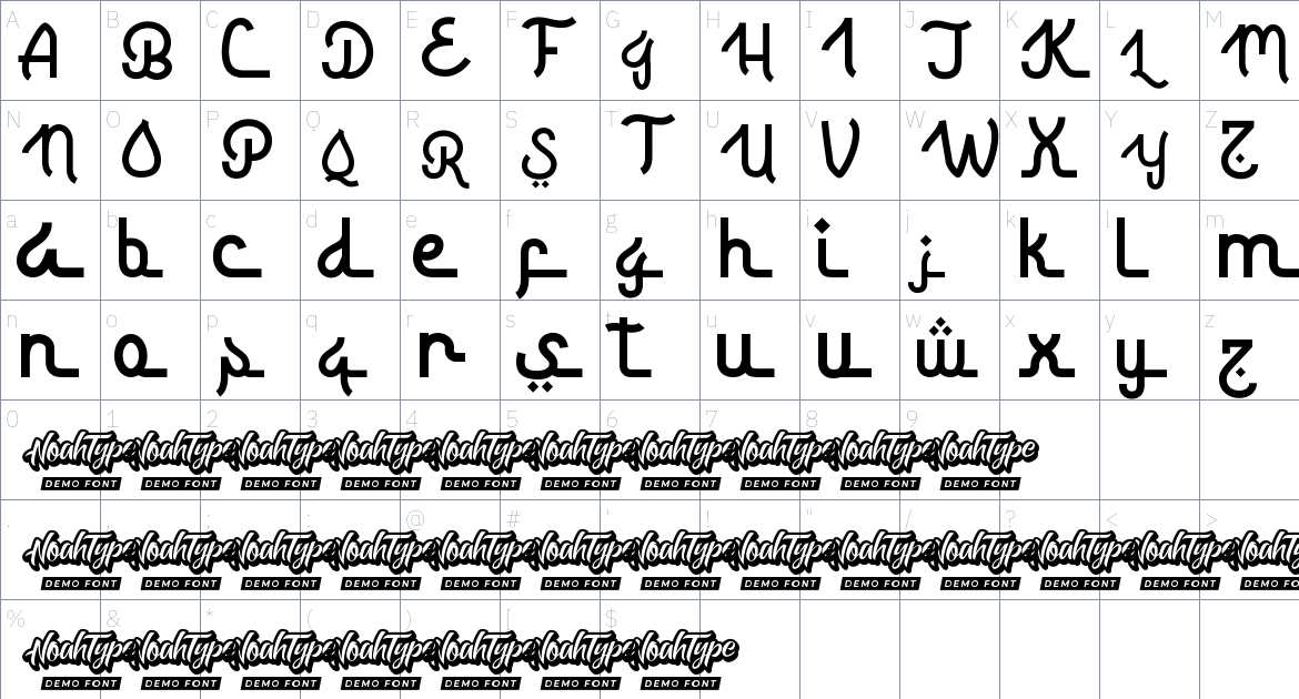 Kashafa font Character Map