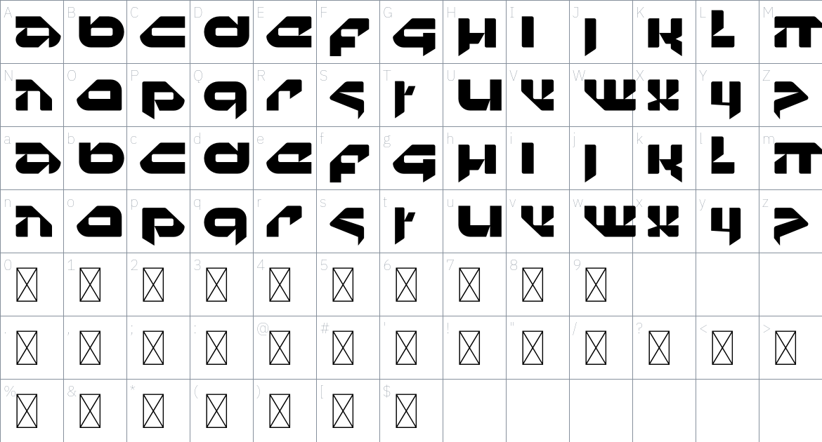 Techla font Character Map