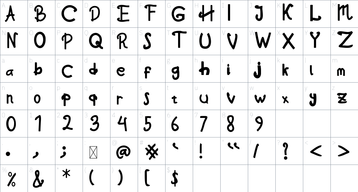 Lylac Font font Character Map