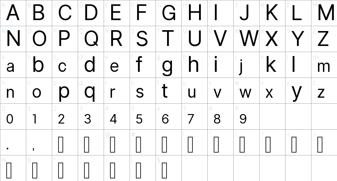 Micro Grotesk Font font Character Map