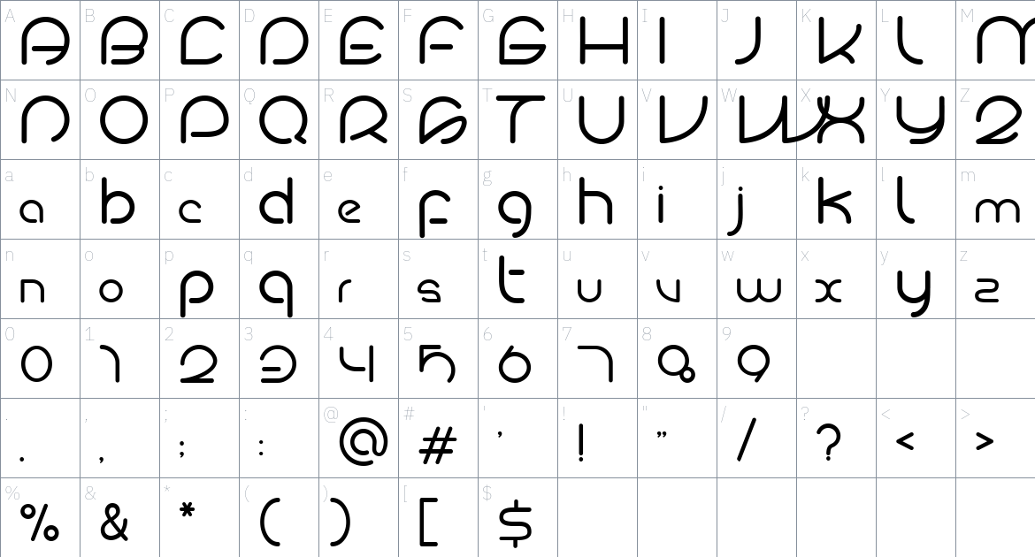 Rebelion font Character Map