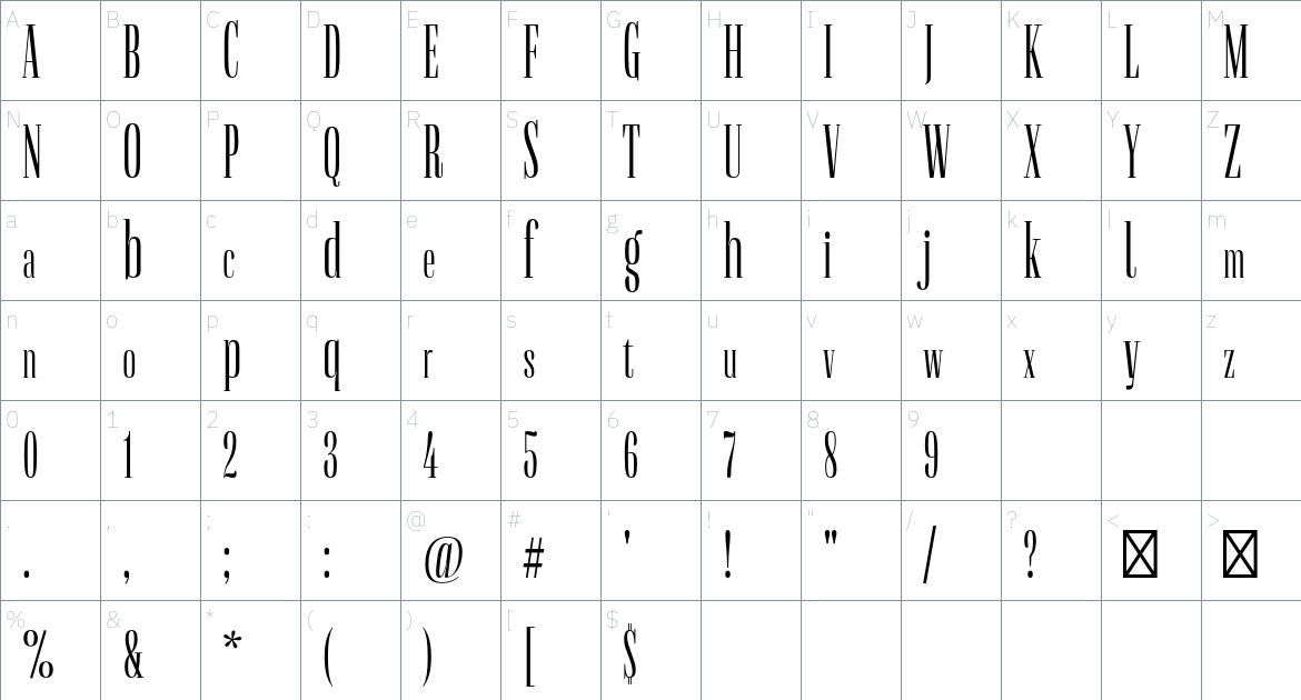 Flenja Font font Character Map