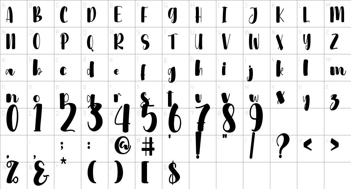 Allisabeth font Character Map