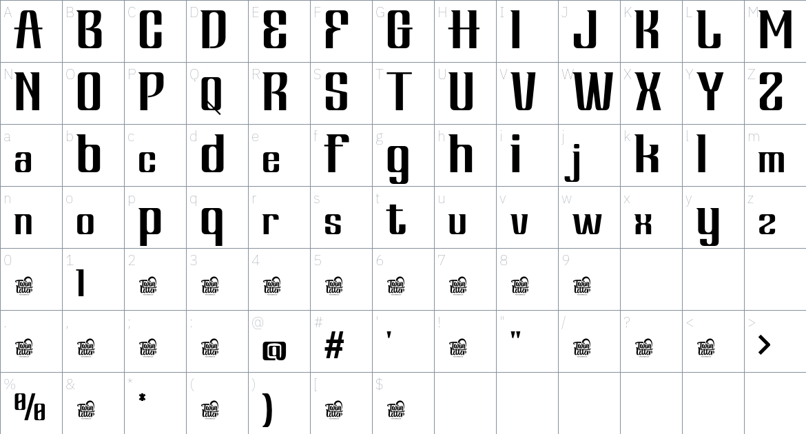 HERVIA Trial font Character Map