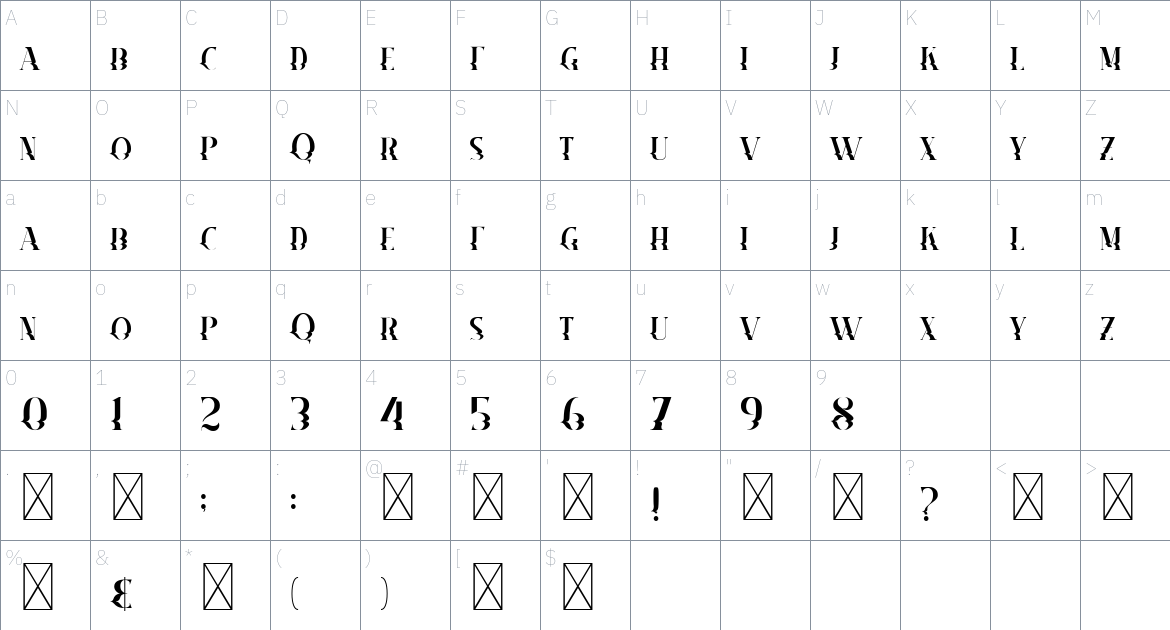 Marline font Character Map