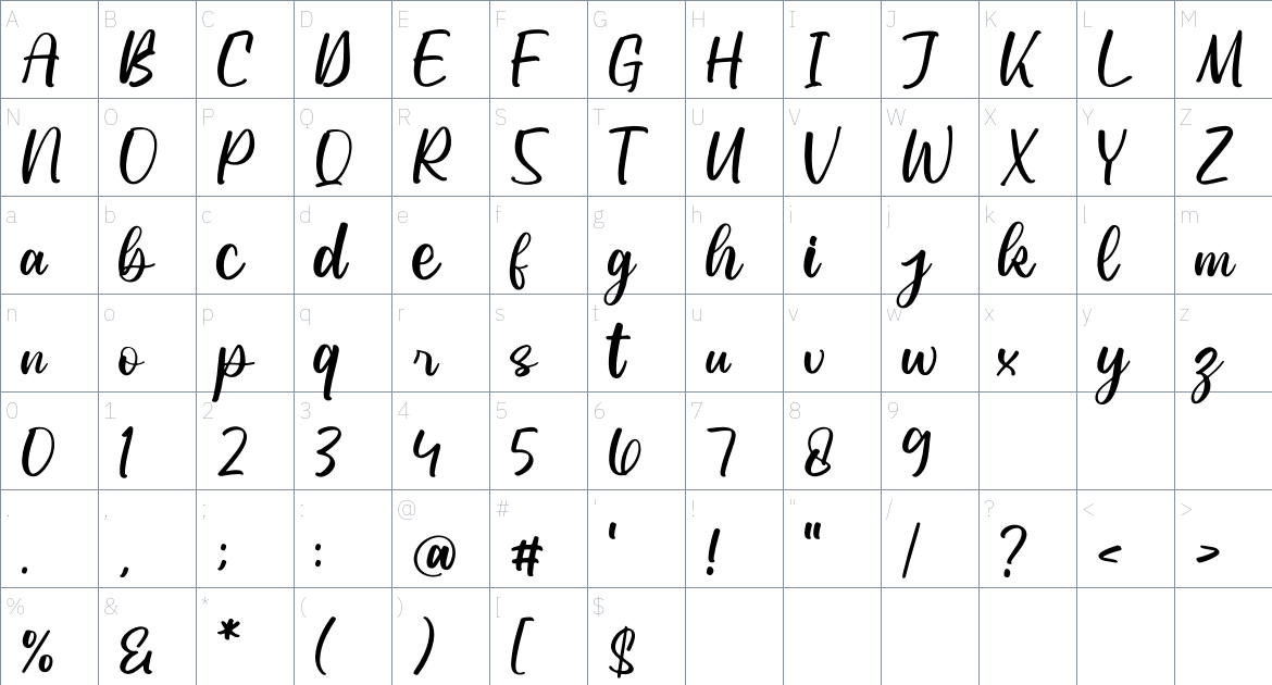 Leonttina font Character Map