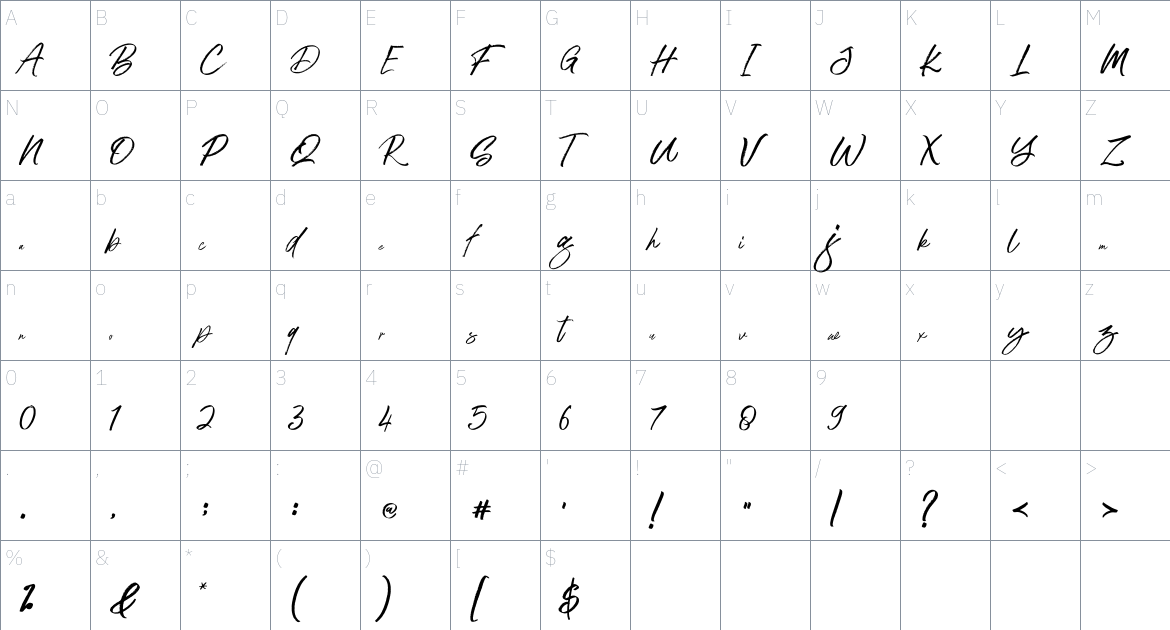 Antreg Slapoy font Character Map