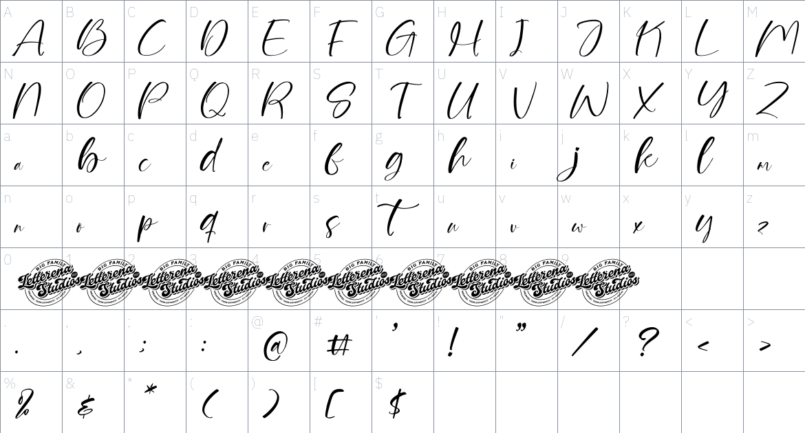 Homellyst font Character Map