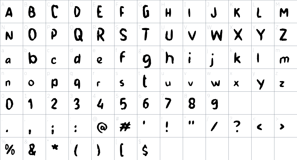 i Ingusan font Character Map