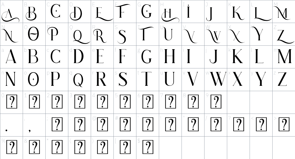 Hatolie font Character Map