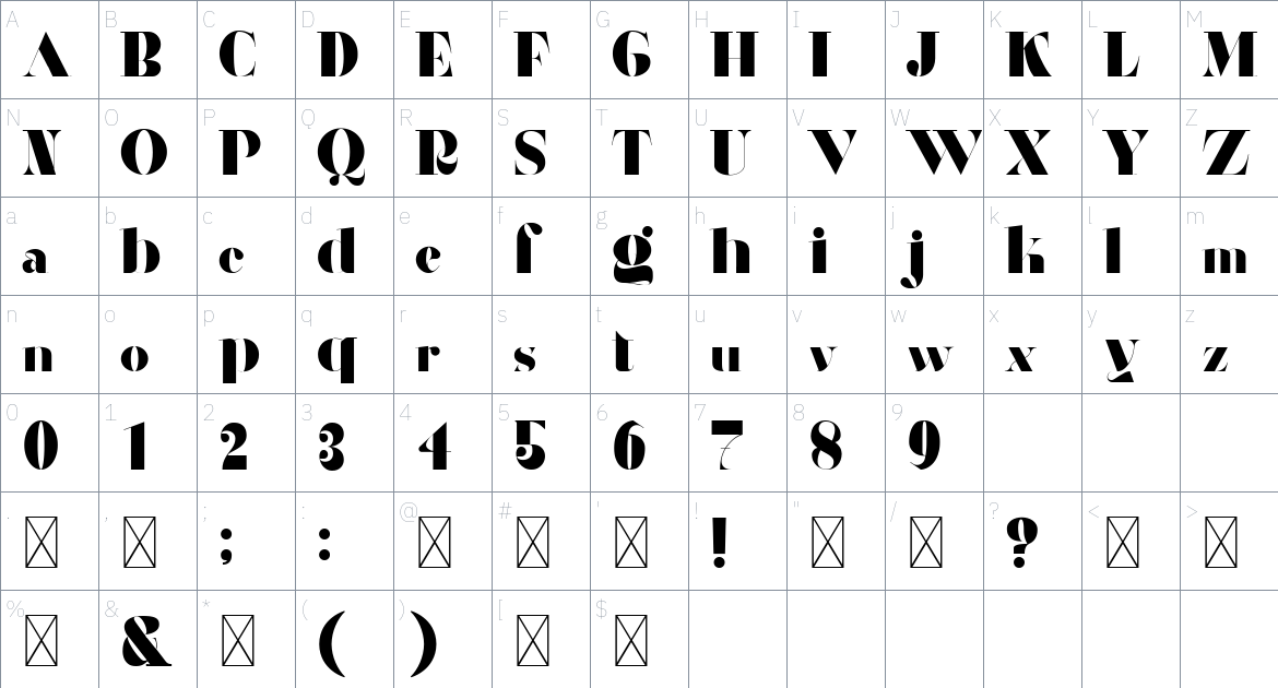 Eloora font Character Map