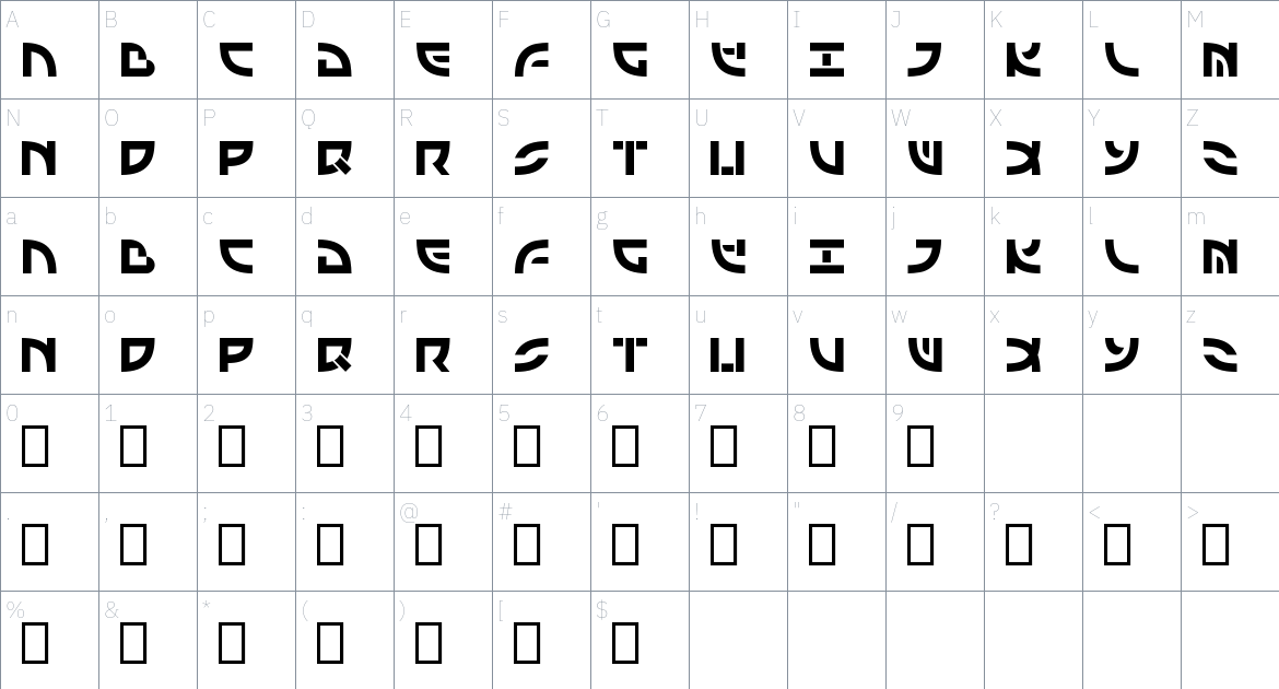 Aryake Font font Character Map