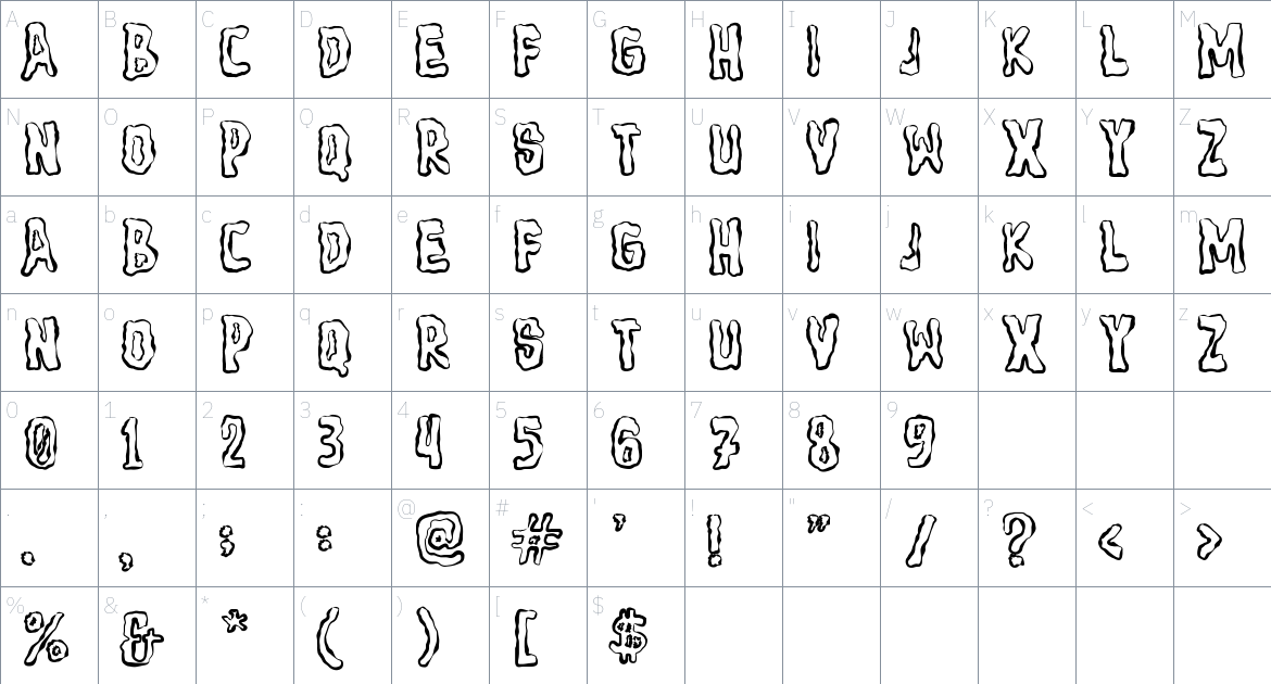 The Flesh Font font Character Map