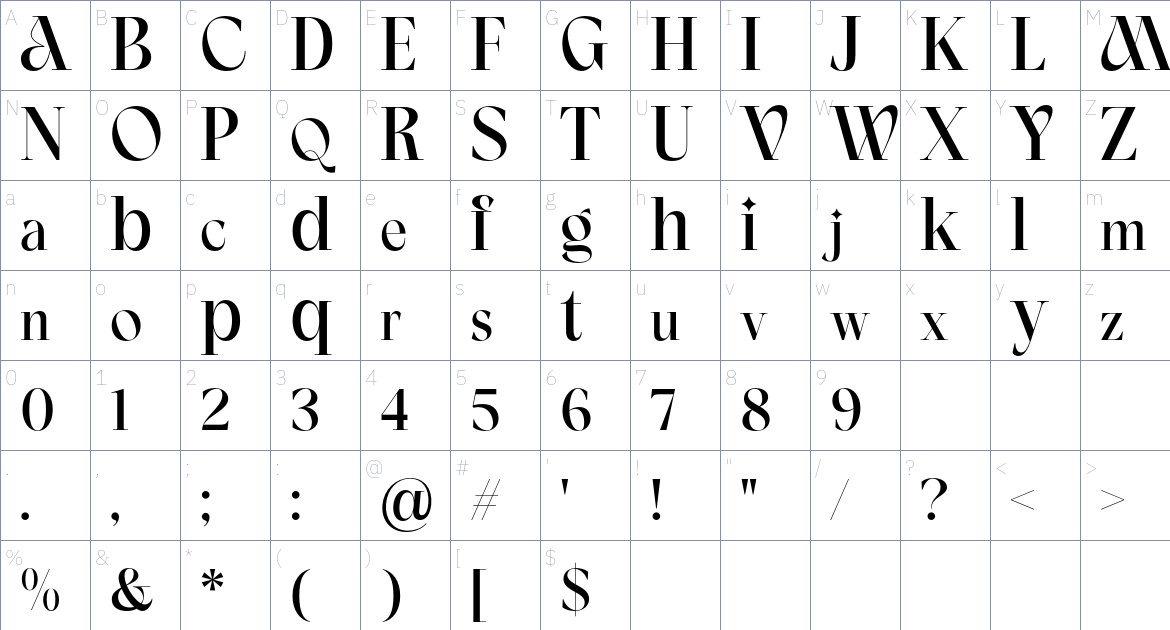 Mica Valo font Character Map