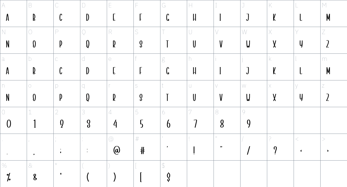 Magical Planner font Character Map