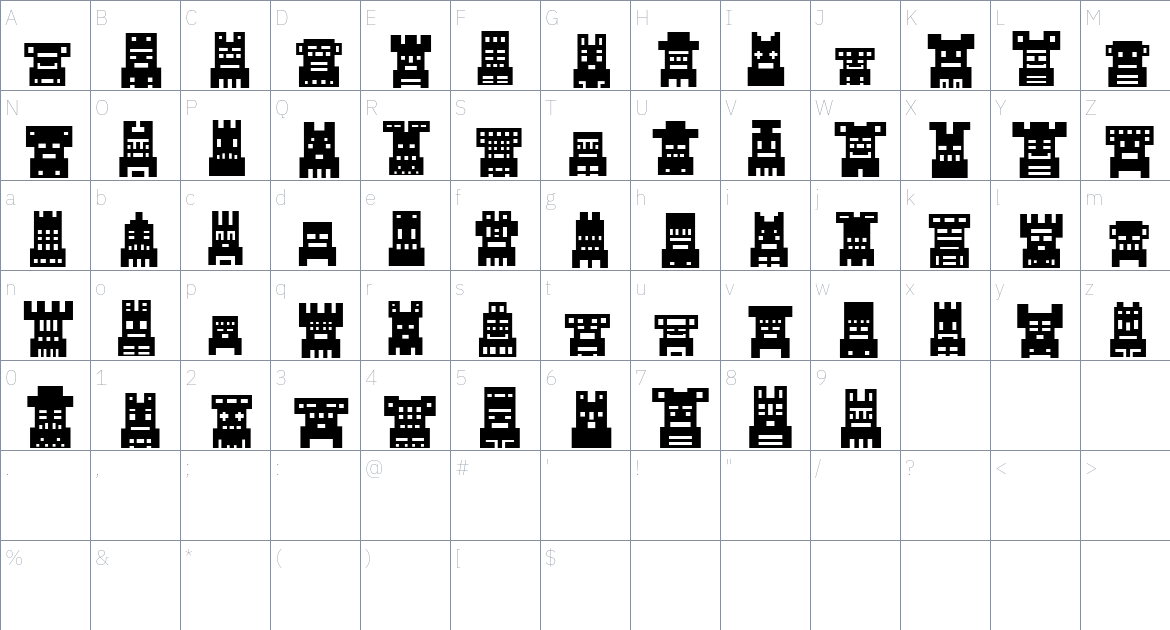 Ordlinks font Character Map