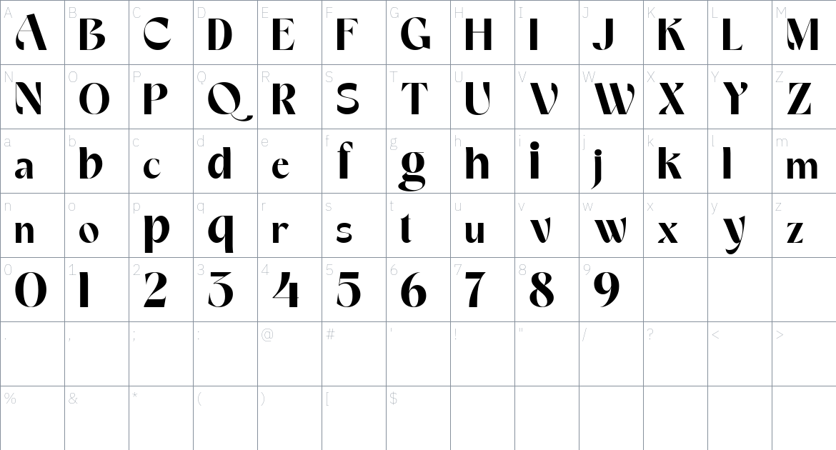 VEMKA font Character Map