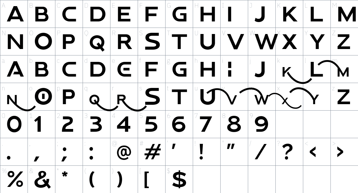 Proxemic Font font Character Map