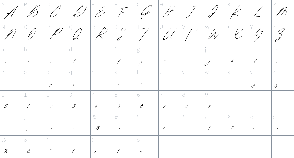 Catamount font Character Map